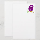 Lila Nacht Eule Design Briefpapier (Vorne/Hinten)
