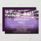 lila Nacht- und Gartenleuchten-Party Einladung (Vorne/Hinten)
