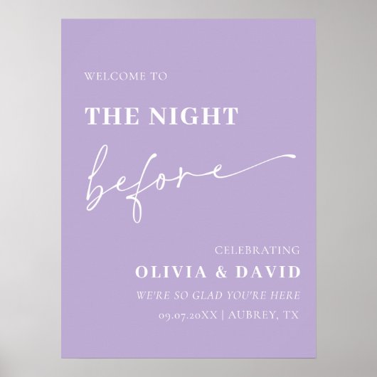 Lila Nacht vor der Probe Abends Unterschreiben Poster (Vorne)