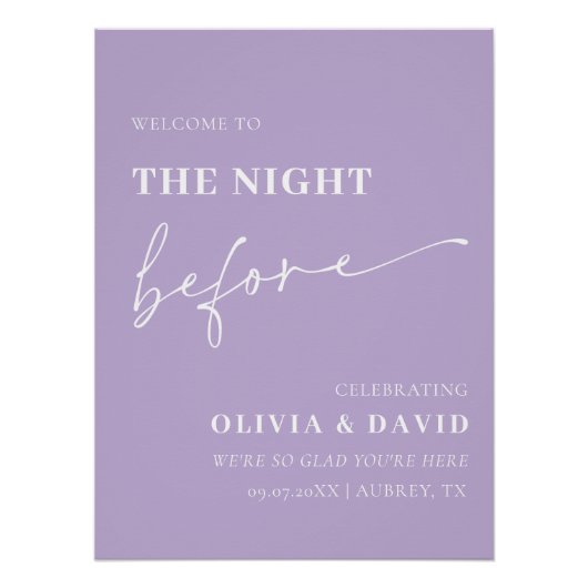 Lila Nacht vor der Probe Abends Unterschreiben Poster (Vorderseite)