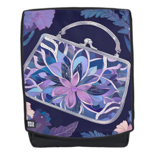 Lila Nachtrosen AI-Kunst Rucksack