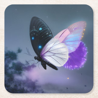 Lila Nachtschmetterling Rechteckiger Pappuntersetzer