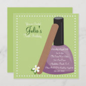 Lila Nagellack-Geburtstag laden ein Einladung (Vorne/Hinten)