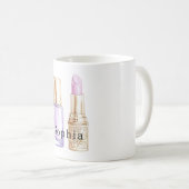 Lila Nagellack Rosa Lippenstift Kaffeetasse (VorderseiteRechts)