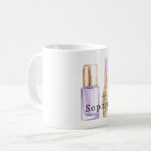 Lila Nagellack Rosa Lippenstift Kaffeetasse (Vorderseite Links)