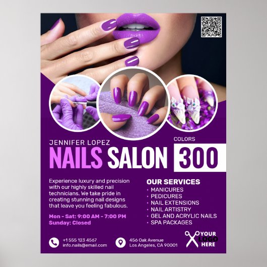 Lila Nagelsalon, Schönheitssalon, Makeup Artsit Poster (Vorne)