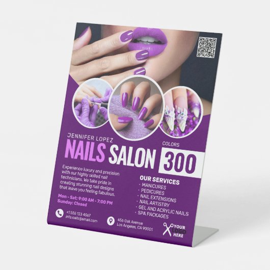 Lila Nagelsalon, Schönheitssalon, Makeup Artsit Sockelschild (Vorderseite)