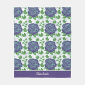 Lila nahtlose Blumenmuster personalisierter Name Fleecedecke (Vorderseite)