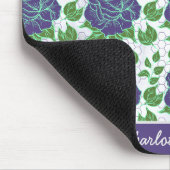 Lila nahtlose Blumenmuster personalisierter Name Mousepad (Ecke)