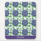 Lila nahtlose Blumenmuster personalisierter Name Mousepad (Vorne)