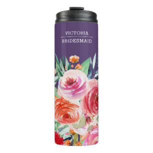 Lila Name der Blumenkolorbie Thermosbecher