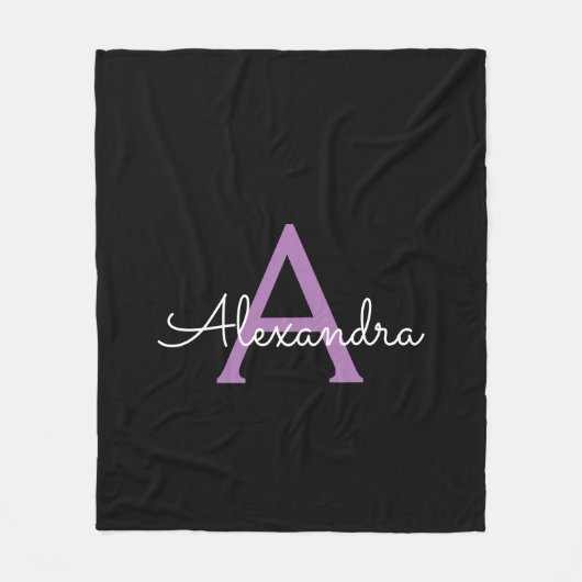 Lila Name der Girl-Monogram-Datei Fleecedecke (Vorderseite)