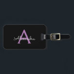 Lila Name der Girl-Monogram-Datei Gepäckanhänger<br><div class="desc">Schwarz und Lila Monogramm Fügen Sie Ihren eigenen Namen Script Gepäcktasche Tag Die Tasche Tag macht den perfekten süßen 16 Geburtstag,  Hochzeit,  Brautparty,  Babydusche oder Junggeselinnen-Abschied Geschenk für jemanden,  der ihr Zimmer in Stil dekoriert.</div>