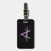 Lila Name der Girl-Monogram-Datei Gepäckanhänger (Vorderseite vertikal)