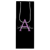 Lila Name der Girl-Monogram-Datei Geschenktüte Für Weinflaschen (Vorderseite)