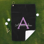 Lila Name der Girl-Monogram-Datei Golfhandtuch<br><div class="desc">Schwarzes und Lila Monogramm Name Golf Handtuch. Das macht den perfekten 16 Geburtstag,  Hochzeit,  Brautparty,  Jubiläum,  Babydusche oder Junggeselinnen-Abschied Geschenk für jemanden,  der Lieben glamourösen Luxus und schicke Stile.</div>