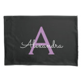 Lila Name der Girl-Monogram-Datei Kissenbezug (Vorderseite)