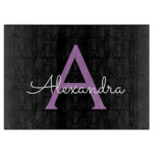 Lila Name der Girl-Monogram-Datei Schneidebrett (Vorderseite)
