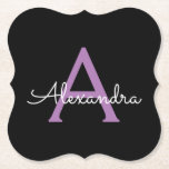 Lila Name der Girl-Monogram-Datei Untersetzer<br><div class="desc">Schwarze und Lila einfache Script Monogram Name Paper Untersetzer. Dies macht den perfekten Abschluss,  Geburtstag,  Hochzeit,  Brautparty,  Jubiläum,  Babydusche oder Junggeselinnen-Abschied Geschenk für jemanden,  die Lieben glamourösen Luxus und schicke Stile.</div>