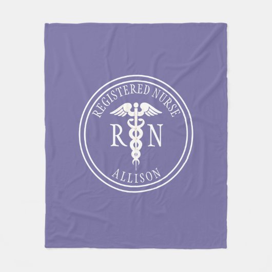 Lila Name der Krankenschwester Caduceus Fleecedecke (Vorderseite)