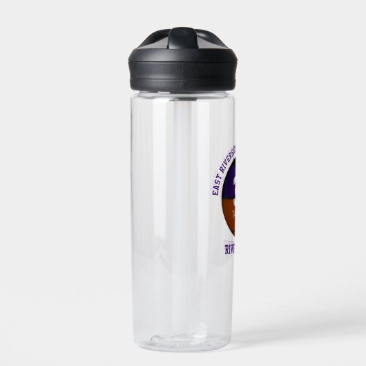 Lila Name der schwarzen Basketball-Mannschaft Trinkflasche (Vorderseite)