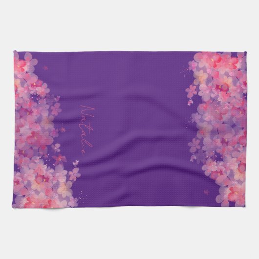 Lila Name der Wasserfarbe Geschirrtuch (Horizontal)