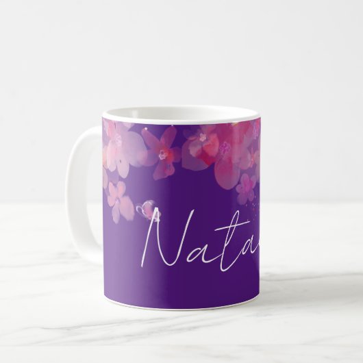 Lila Name der Wasserfarben Kaffeetasse (Vorderseite Links)