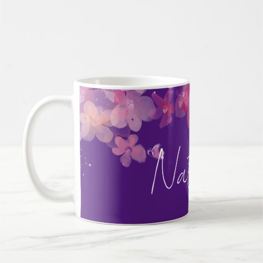 Lila Name der Wasserfarben Kaffeetasse (Links)