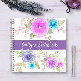 Lila Name des Aquarellzeichens Notizblock