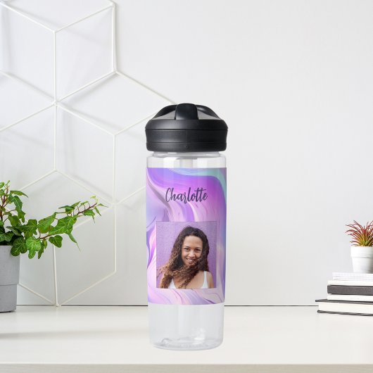 Lila Name des holografischen rosa Fotos Trinkflasche