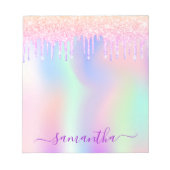Lila Name des holografischen rosa Glitzer Notizblock (Vorderseite)