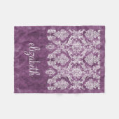 Lila Name des Patterns Plum Grunge Damask Fleecedecke (Vorderseite (Horizontal))