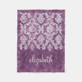 Lila Name des Patterns Plum Grunge Damask Fleecedecke (Vorderseite)