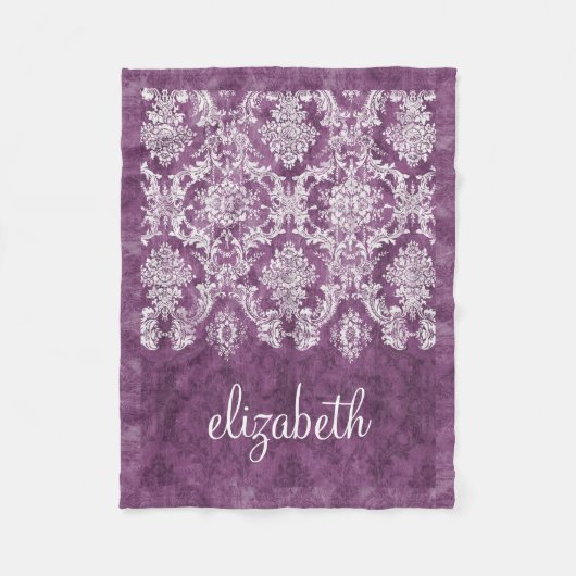 Lila Name des Patterns Plum Grunge Damask Fleecedecke (Vorderseite)