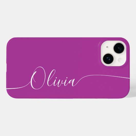 Lila Name des weißen, eleganten Kalligraphieskript Case-Mate iPhone Hülle (Rückseite (Horizontal))