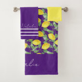 Lila Name des Zitronenmusters Badhandtuch Set (Insitu)