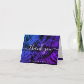 Lila Name eines Palmenblattmusters Dankeskarte (Vorderseite)