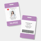 Lila Name, Foto, Info, Logo, Strichcode-Abzeichen Ausweis (Vorder- & Rückseite)