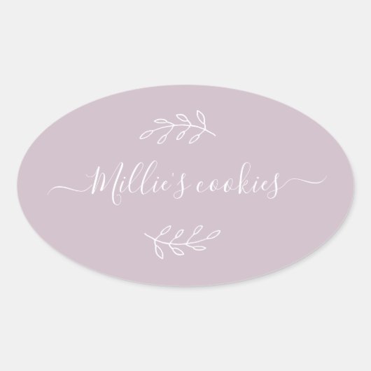 Lila Name für kleine Unternehmen Ovaler Aufkleber (Vorderseite)