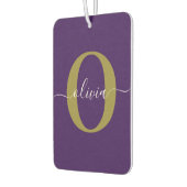 Lila Name für Monogramm-Skripte Autolufterfrischer (Links)