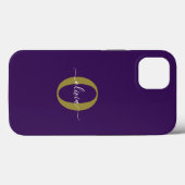 Lila Name für Monogramm-Skripte Case-Mate iPhone Hülle (Rückseite (Horizontal))