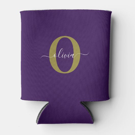 Lila Name für Monogramm-Skripte Dosenkühler (Vorderseite)