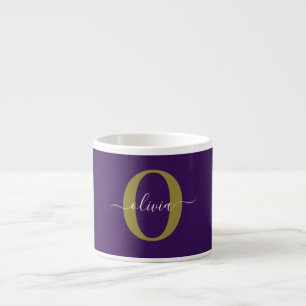 Lila Name für Monogramm-Skripte Espressotasse