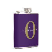 Lila Name für Monogramm-Skripte Flachmann (Rechts)