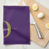 Lila Name für Monogramm-Skripte Geschirrtuch (Viertel Falte)