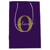 Lila Name für Monogramm-Skripte Mittlere Geschenktüte (Vorderseite)