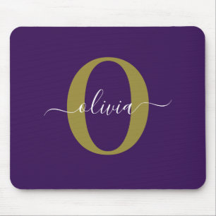 Lila Name für Monogramm-Skripte Mousepad