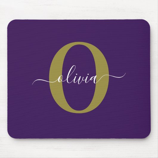 Lila Name für Monogramm-Skripte Mousepad (Vorne)