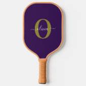 Lila Name für Monogramm-Skripte Pickleball Schläger (Rückseite)