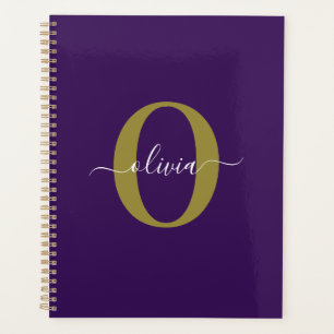 Lila Name für Monogramm-Skripte Planer
